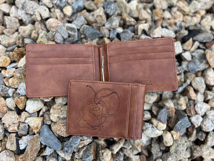 Faux Leather Vegan Friendly Slim Wallet, Custom Laser engraved design