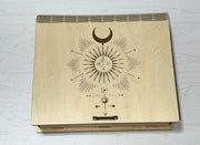 Tarot Deck and Crystal holder, Handmade Wooden Box for Tarot Deck , Engraved Box, Holds card, crystals or trinkets,