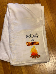Cocktails and Campfires Blanket, Design Silk Touch Blanket, This Cocktails and Campfires Blanket, Custom Fleece Blanket, Not vinyl will not peel!