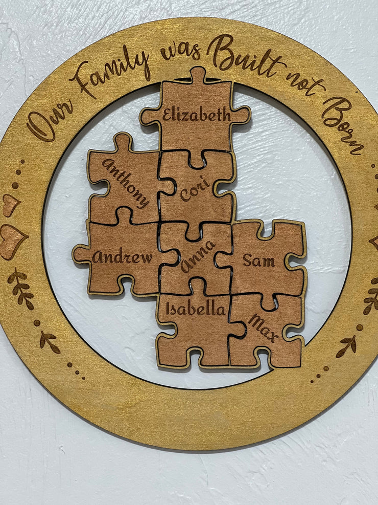 Our Family was Built not Born, Laser Cut and Engraved, Blended Family Sign, can have from 3 to 12 names on it, Handmade Gift