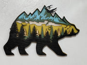 6 Layered Wood Bear Art, Handmade gift for outdoor lover. Perfect for home, cabin, lodge, and any room. Bear Home Decor