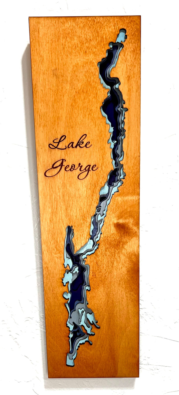 Wedding Guest Book Lake George, 10" x 18" NY Beautiful 6 Layers of Stained and Painted Wood Art, Handmade gift Wedding Guest Book Wall Decor, Perfect for any Wedding