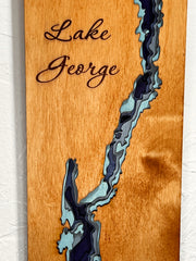 Lake George, NY Beautiful 6 Layers of Stained and Painted Wood Art, Handmade gift, Desk Top size and Wall Decor, Perfect for home