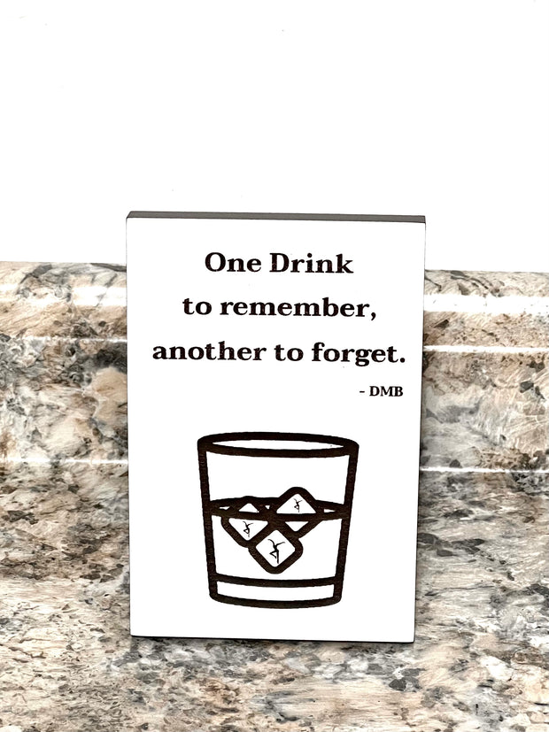 Bartender Sign Engraved in Pressed Wood Photo Panels, Music Inspired Lyrics Brilliant White Background , Bar top sign with stand or wall hanging.