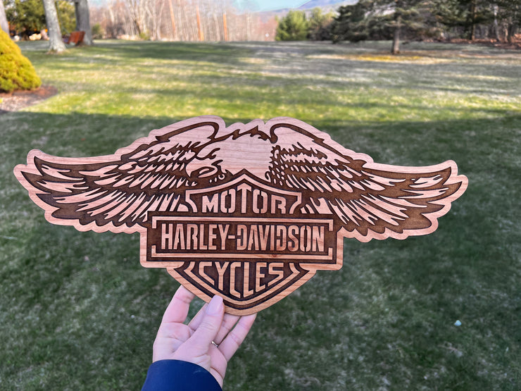 Harley Davidson Laser Engraved and Cut wall Decor, Bikers Sign, Wood or Acrylic Harley Davidson Sign