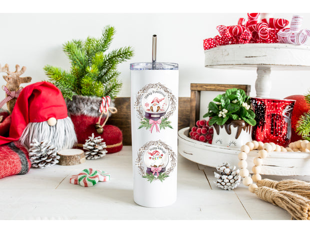 Merry Christmas and Happy Holidays Tumbler With Reusable Straws 20oz