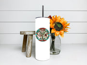 Yellowstone Dutton Ranch Design, Western Cowhide, Yellowstone Personalized Gift 20oz, Skinny Tumbler with Lid and Reusable Straws
