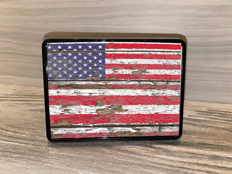 Vintage American Flag, Hard Plastic Hitch Cover,