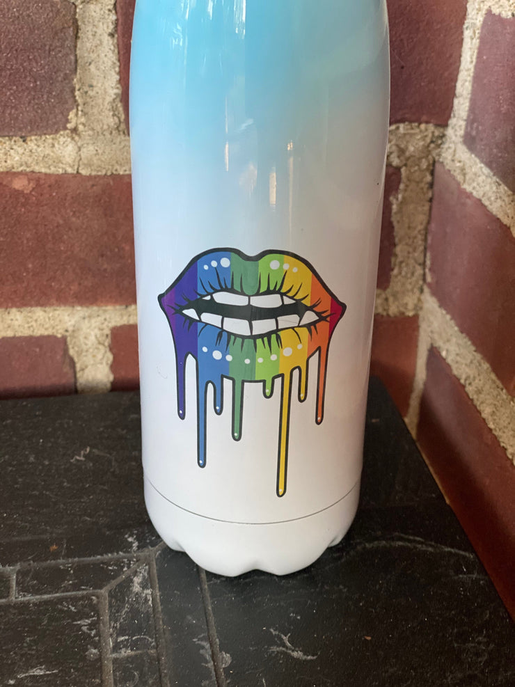 Rainbow Lips, Stainless Steel, Ombre Water Bottle, 17oz