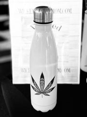 Cannabis Leaf Mandala, Boho Hemp, Pot, Mary Jane, Stainless Steel, Water Bottle, 17oz