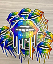 Rainbow Lips, Permanent Vinyl Sticker, Laptop Stickers, LGBTQ