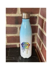 Rainbow Lips, Stainless Steel, Ombre Water Bottle, 17oz
