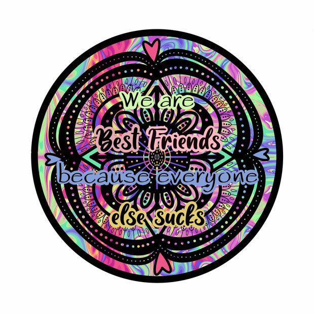 We are Best Friends, because everyone else Sucks, Holographic Permanent Vinyl Sticker,