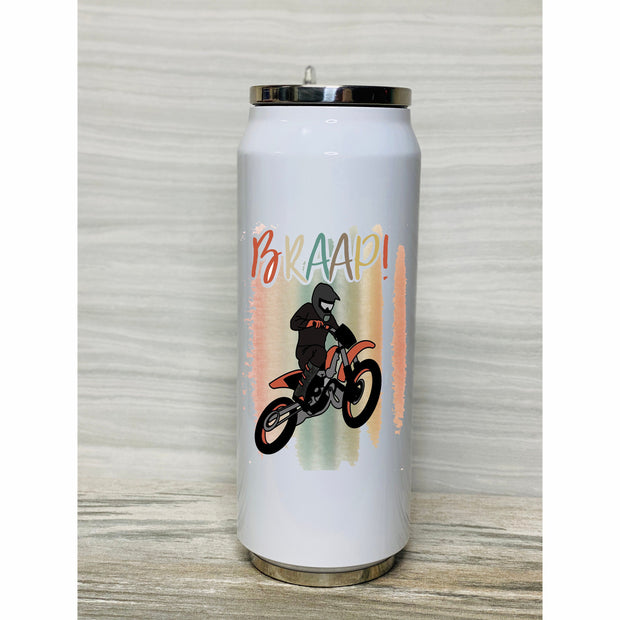 Dirt Bike, Braap, Stainless Steel Coke Can with Straw, 15 oz, Motor Cross, Dirt Bike Racing,