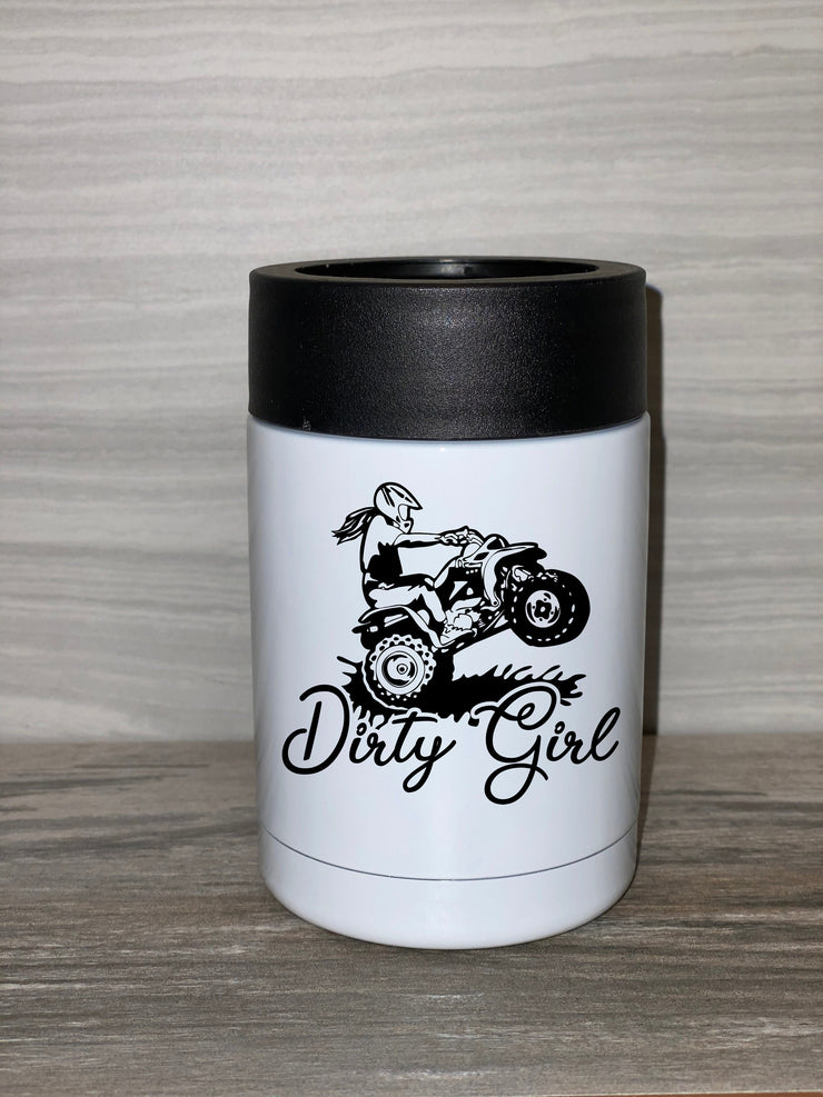 Dirty Girl ATV Rider, Can Cooler, Keep Beers and Soda Cold,4x4, Quads, Off Roadin