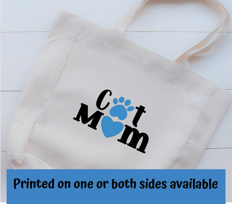 Cat Mom, Dog Mom, Tote Bag, Cats Rule, Dogs Rule, Not vinyl will not peel!
