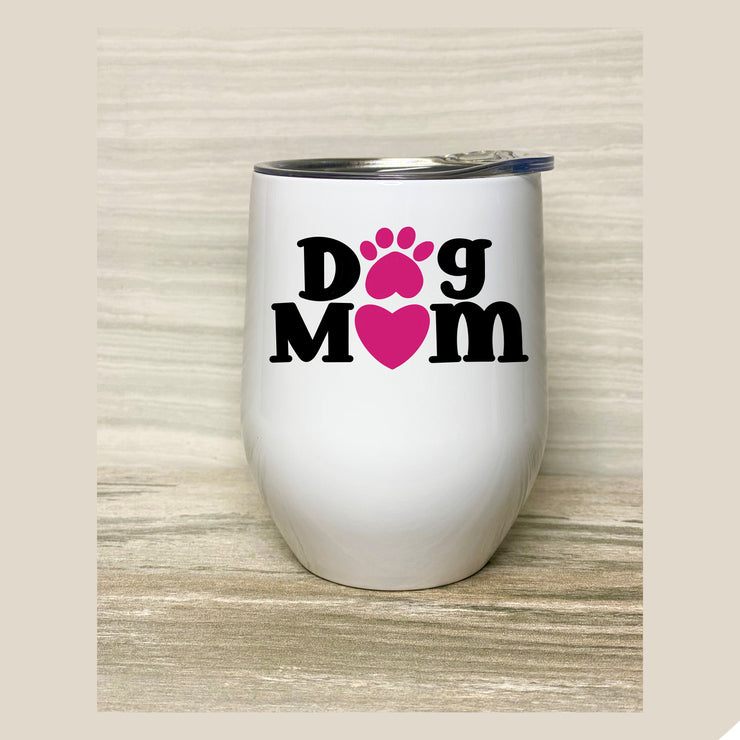 Cat Mom, Dog Mom, Stainless Steel Tumbler with Clear Lid 12oz,
