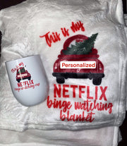This is My NETFLIX Binge Watching Gift Set, Personalized Netflix Blanket, Personalized Netflix Tumbler