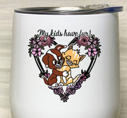 My Kids Have Fur, Stainless Steel Tumbler with Clear Lid 12oz, Cute Dog and Cat, Cat Mom, Dog Mom