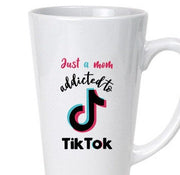Just a Mom Addicted to TikTok Oversized Latte Mug - 17oz, Birthday Gift, Gag Gift, Funny Gift, Tik Tok Gift