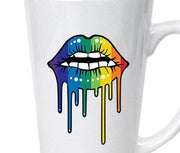 Rainbow Lips Oversized Latte Mug - 17oz, 2020 LGBTQ, Rainbow Dipping Lips, Birthday Gift