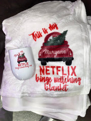 This is My NETFLIX Binge Watching Gift Set, Personalized Netflix Blanket, Personalized Netflix Tumbler