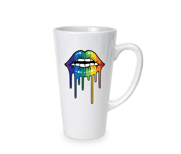 Rainbow Lips Oversized Latte Mug - 17oz, 2020 LGBTQ, Rainbow Dipping Lips, Birthday Gift