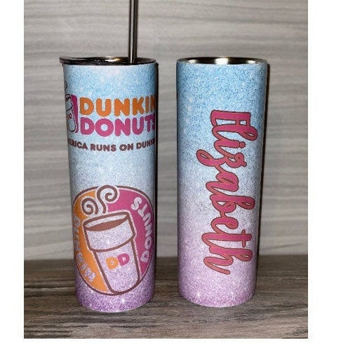D Donuts Personalized Coffee Tumbler, Skinny Tumbler With Reusable Straw 20oz, PSL, Ice Coffee