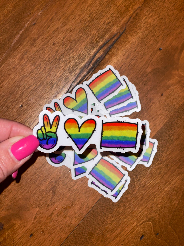 Peace Love PRIDE, Permanent Vinyl Sticker, Rainbow, Love is Love, Laptop Stickers, LGBTQ