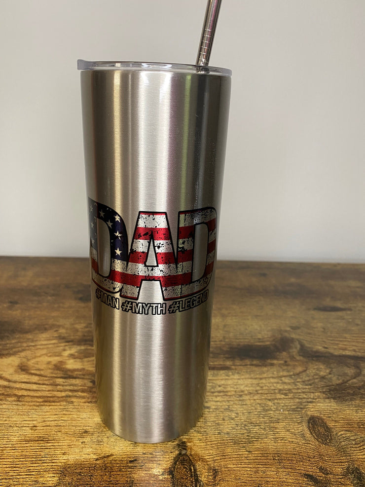 DAD Tumbler, The Man The Myth The Legend, Tumbler With Reusable Straw 20oz, Dad Gift, New Dad Tumbler