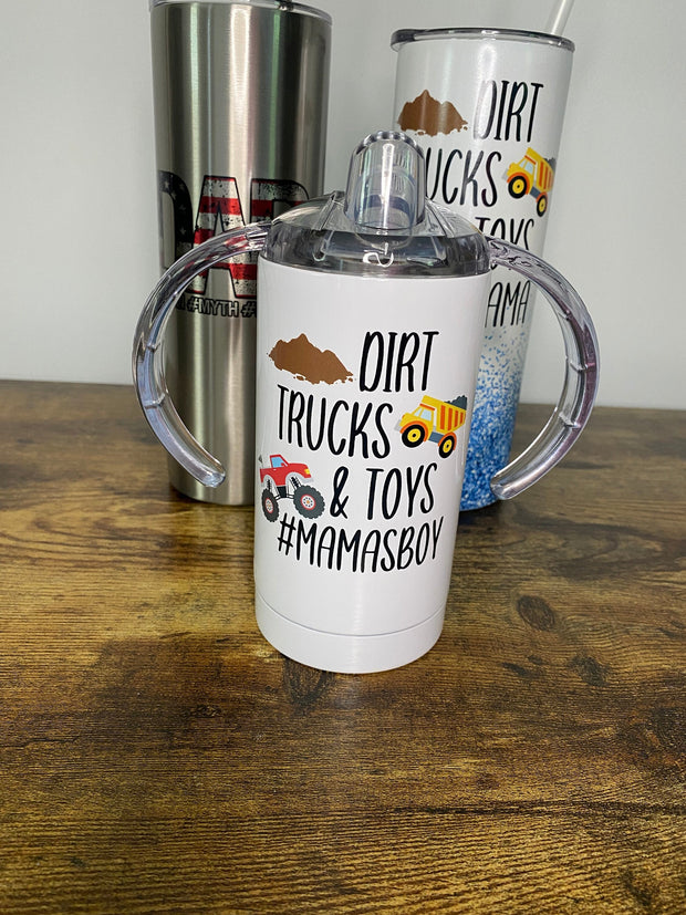 Mama's Boy Sippy Cup, Dirt Trucks and Toys Tumbler, Mama's Boy, SIPPY CUP, First Sippy Cup, Shower Gift, Boys Drinking CUP