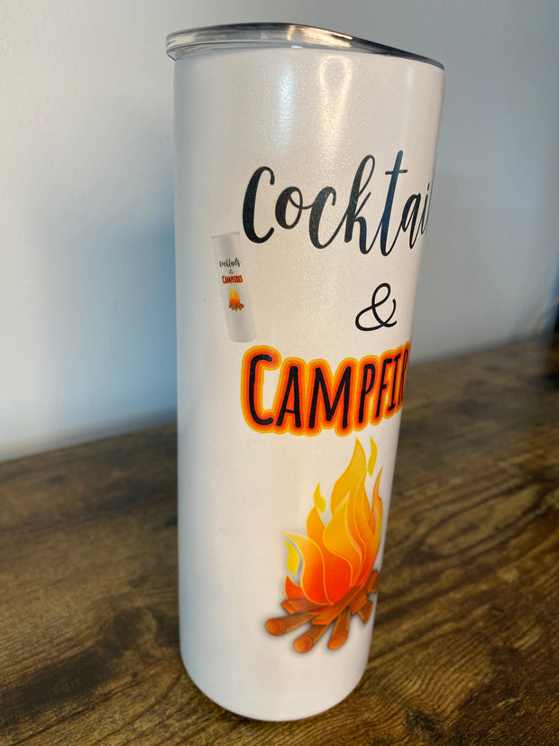 COCKTAILS & CAMPFIRES uv Color Changing and Glow in the Dark, Tumbler With Reusable Straw 20oz, PSL,