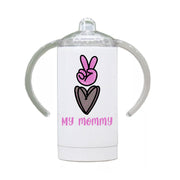 Peace Love and My Mommy Sippy Cup, Stainless Steel Baby Kids Sippy Cup with Spout, 10oz