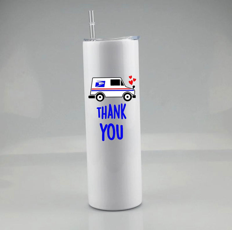 Mail Carrier Tumbler, Mail Carrier Thank You Gift, Skinny Tumbler With 2 Reusable Straws 20oz,
