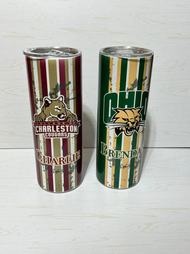 PERSONALIZED COLLEGE CUPS  UV Color Changing and Glow in the Dark, Tumbler With Reusable Straw 20oz, PSL,