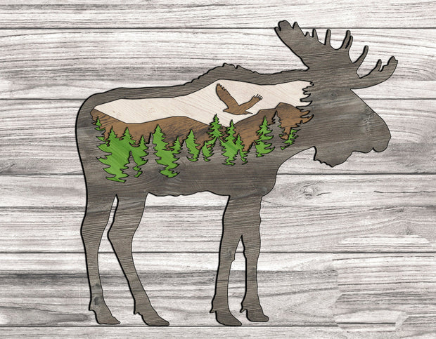 4 Layers of Wood Moose Art, Handmade gift for outdoor lover. Perfect for home, cabin, lodge, and any room. Moose Home Decor